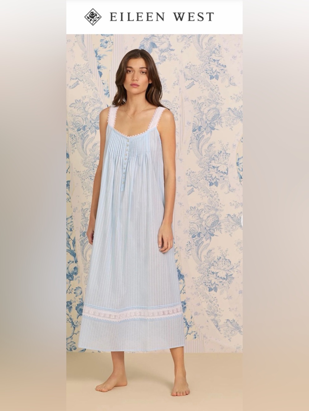 Eileen West The Madison Cotton Dobby Stripe Nightgown